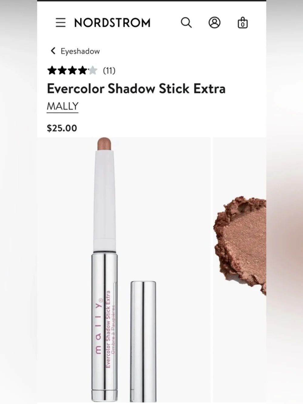 MALLY  EVERCOLOR Shadow Stick, Extra Velvet, Dune, NWT, Retails $25